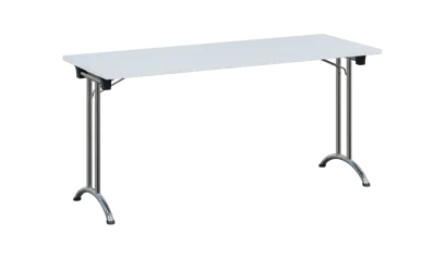 SLC 160 chrom skládací jednací stůl 1600x600, deska 25 mm, podnož chrom, deska bílá